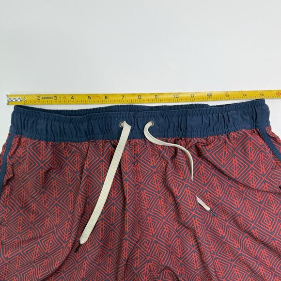 Fair Harbor Swim Shorts Men Size XL Red Geometric Print Trunks Board Suit Lined - Picture 5 of 13